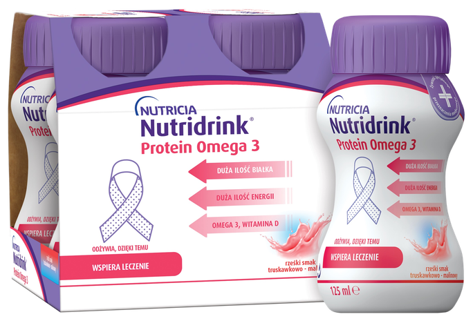 NUTRICIA Nutridrink Protein Omega3 ogu garšas 125 ml dzēriena paciņa, 4 vienības