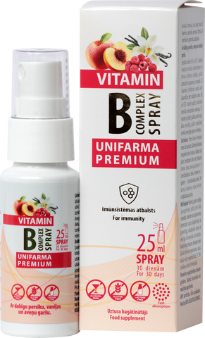 B Kompleksa vitamīnu spraips UNIFARMA PREMIUM, 25 ml