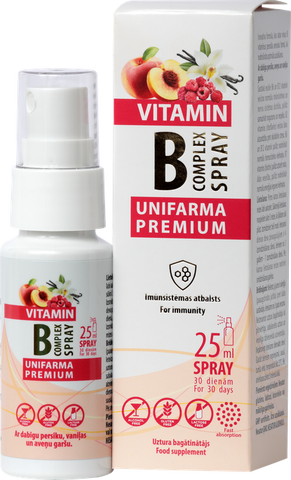 B Kompleksa vitamīnu spraips UNIFARMA PREMIUM, 25 ml