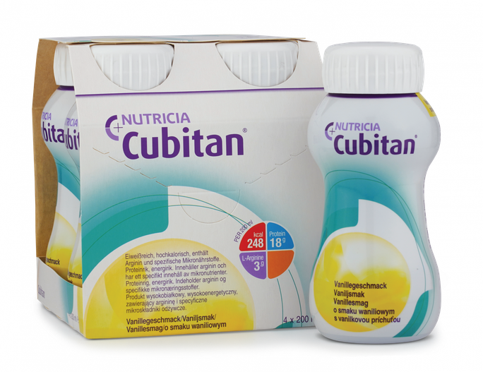 NUTRICIA Cubitan vaniljas garšas dzēriens 200 ml, iepakojums 4 gab.