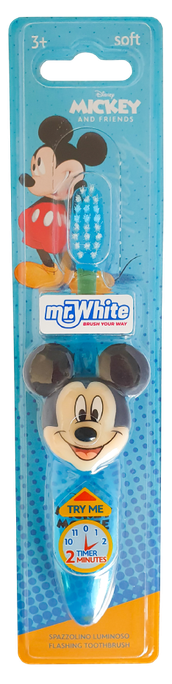 MR. WHITE Mickey Mouse baterijā darbināta spidzinošā zobu birste, 1 gab.