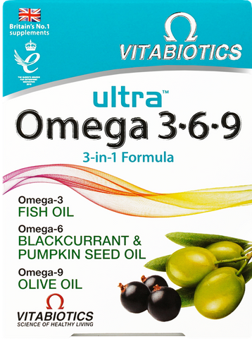 VITABIOTICS Ultra Omega 3-6-9 — 60 kapsulu iepakojums