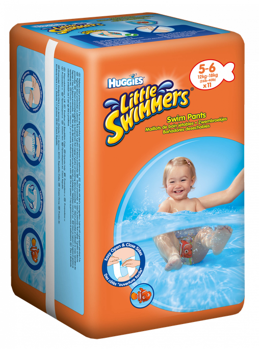 HUGGIES Little Swimmers izmērs 5-6, 12-18 kg, 11 autiņbiksītes peldēšanai