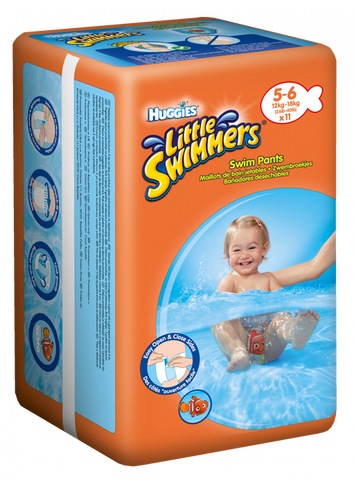 HUGGIES Little Swimmers izmērs 5-6, 12-18 kg, 11 autiņbiksītes peldēšanai