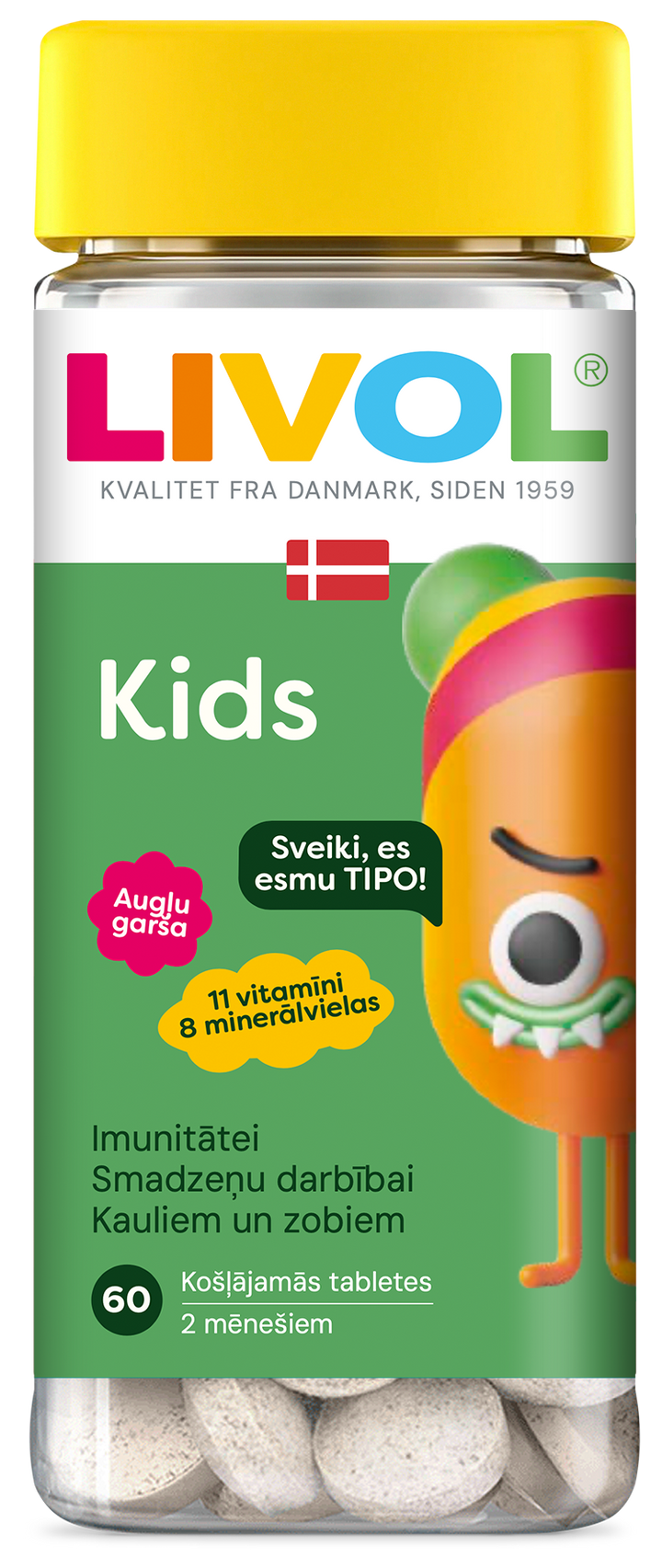 LIVOL Multi Kids Košļājamās tabletes ar augļu garšu, 60 gab.