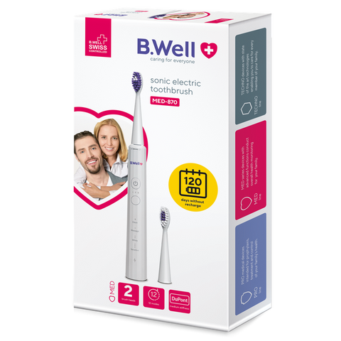 B.WELL Med-870 Sonic balta soniskā zobu birste, 1 gab.