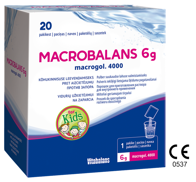 MacroBalans 6 g pulveris - 20 paciņas šķīduma pagatavošanai perorālai lietošanai