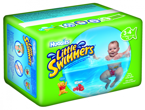 HUGGIES Little Swimmers 3-4 izmērs, 12 autiņbiksītes 7-15 kg peldēšanai