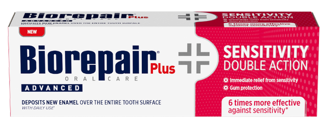 BIOREPAIR Plus Advanced Double Action zobu pasta jutīgiem zobiem, 75 ml
