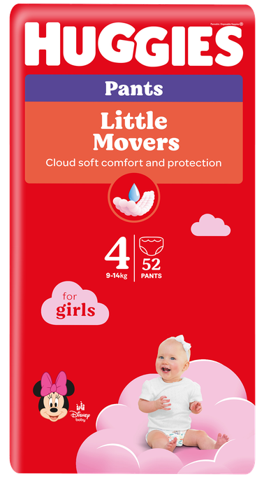 HUGGIES Mega Pack 4 pull-up autiņbiksītes meitenēm, 9-14kg svara grupai, 52 gab.