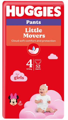 HUGGIES Mega Pack 4 pull-up autiņbiksītes meitenēm, 9-14kg svara grupai, 52 gab.