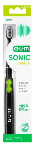 GUM Sonic Daily Power Soft (melna) elektriskā zobu birste, 1 gab.