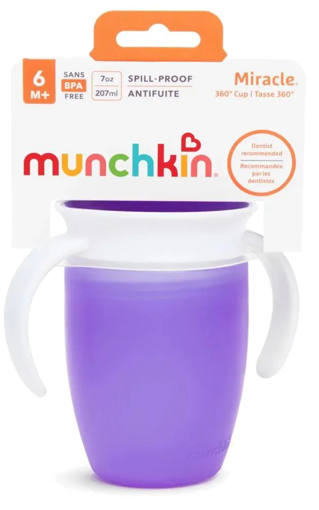 MUNCHKIN Miracle 360 Violet mācību krūzīte 6m+, 207 ml