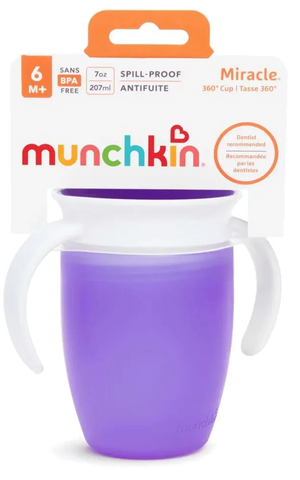 MUNCHKIN Miracle 360 Violet mācību krūzīte 6m+, 207 ml