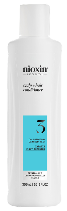 NIOXIN Scalp Therapy System 3 – kondicionieris krāsotiem matiem ar vieglu plānēšanas tendenci, 300 ml