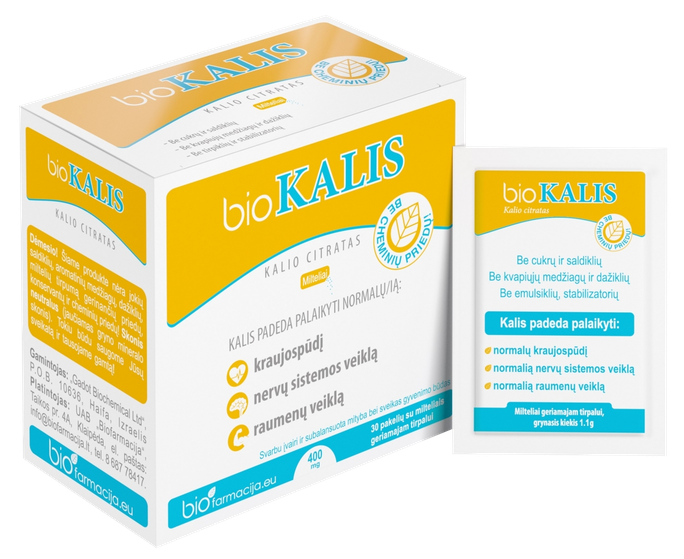 Biokālijs 400 mg pulveris, 30 gab. - BIOFARMACIJA