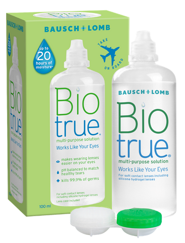 Daudzfunkcionālais BIOTRUE šķīdums mīkstajām kontaktlēcām, 100 ml