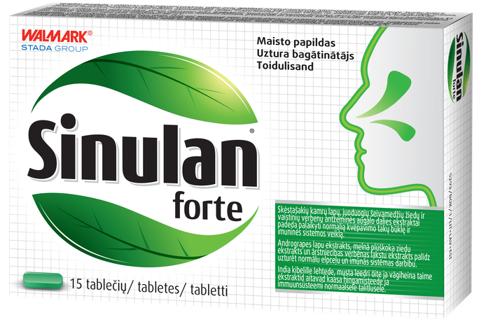 SINULAN Forte 15 tabletes elpceļu un imunitātes atbalstam