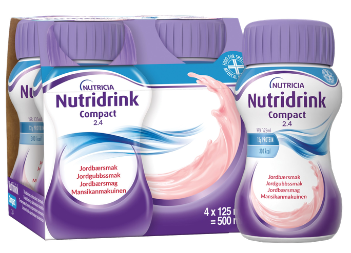 NUTRICIA Nutridrink Compact zemeņu iesmaržā 125 ml, 4 glāzes