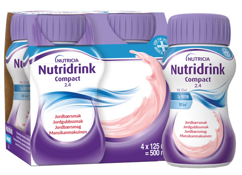 NUTRICIA Nutridrink Compact zemeņu iesmaržā 125 ml, 4 glāzes