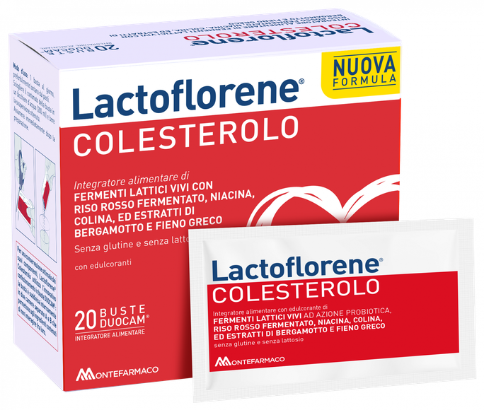 Pulveris holesterīna kontrolei LACTOFLORENE Colesterolo - 20 divdaļīgas paciņas DUOCAM®