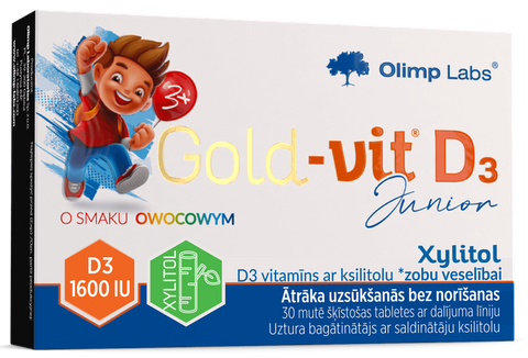 Vitamīns D3 Junior – OLIMP LABS Gold zobu veselībai, 30 šķīstošas tabletes