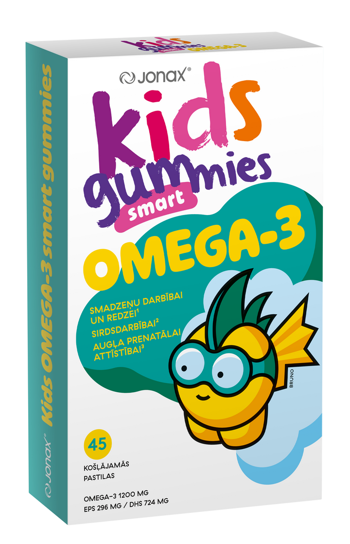 JONAX Kids Omega-3 Smart košļājamās pastilās ar 45 gabaliņiem