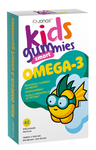 JONAX Kids Omega-3 Smart košļājamās pastilās ar 45 gabaliņiem