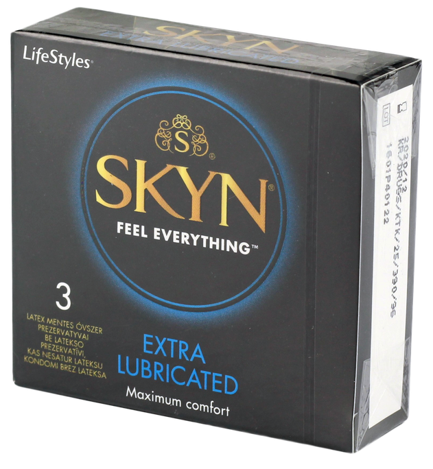 LIFESTYLES Skyn Extra Smērēti prezervatīvi, 3 gab.
