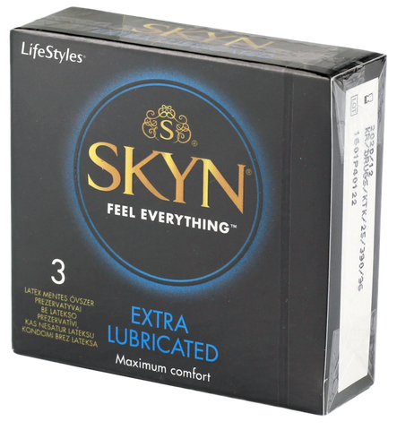 LIFESTYLES Skyn Extra Smērēti prezervatīvi, 3 gab.