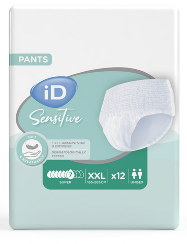 ID Sensitive Pants Super XXL (165-205 cm), 12 gab. – biksītes urīna un fēču neizlietošanai