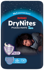 DryNites Teen boy 13+, 49-60kg autiņbiksītes, 9 gab. HUGGIES naktsveļā