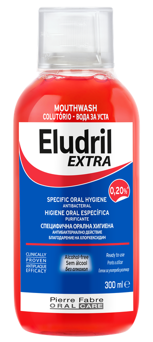 Eludril Extra mutes skalojošais līdzeklis ar antibakteriālu iedarbību, 300 ml