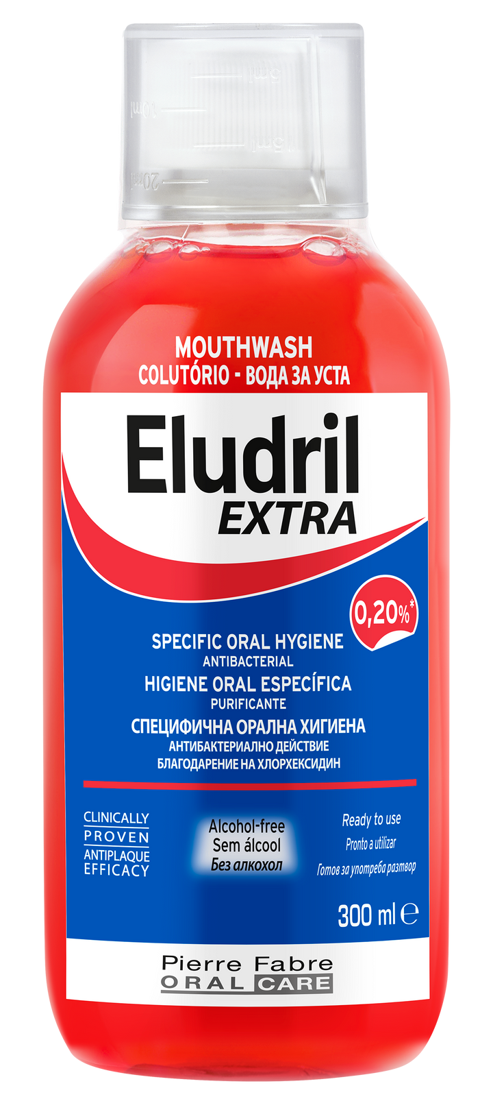 Eludril Extra mutes skalojošais līdzeklis ar antibakteriālu iedarbību, 300 ml