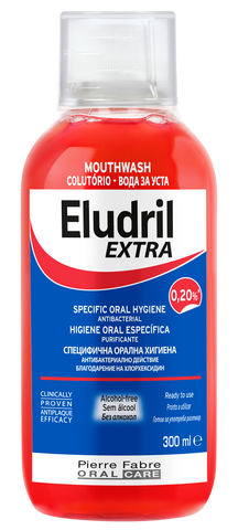 Eludril Extra mutes skalojošais līdzeklis ar antibakteriālu iedarbību, 300 ml