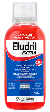 Eludril Extra mutes skalojošais līdzeklis ar antibakteriālu iedarbību, 300 ml