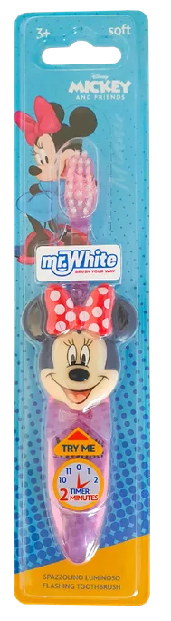 MR. WHITE Minnie Mouse bateriju darbināta mirgojošā zobu birste, 1 gab.