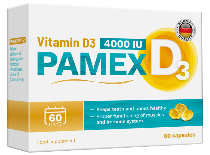 VITAMIN D3 Pamex 4000 SV kapsulas, 60 gab.