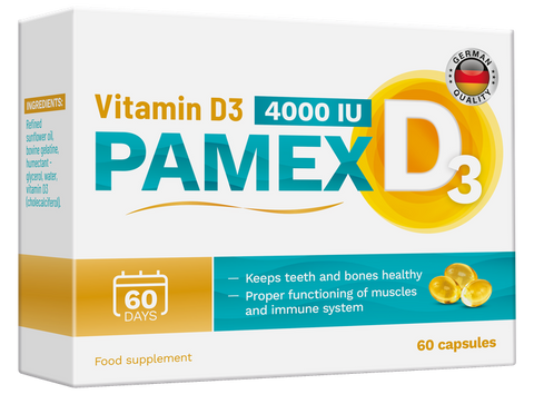 VITAMIN D3 Pamex 4000 SV kapsulas, 60 gab.