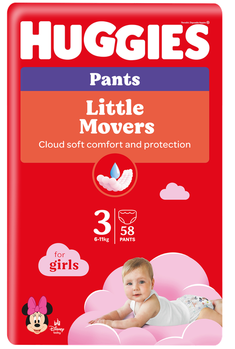 HUGGIES Mega Pack 3 Biksītes Meitenēm 6-11kg, 58 gab. pull-up autiņbiksītes