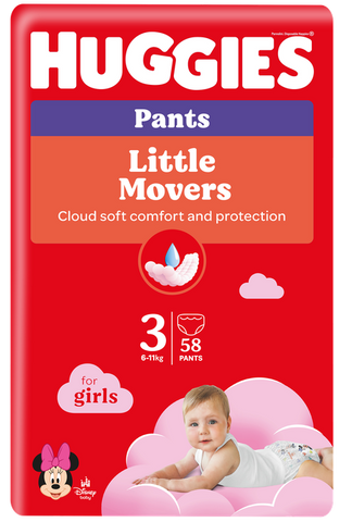 HUGGIES Mega Pack 3 Biksītes Meitenēm 6-11kg, 58 gab. pull-up autiņbiksītes