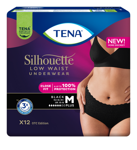 TENA Silhouette Plus Noir M — uzsūcošas biksītes, 12 vienības