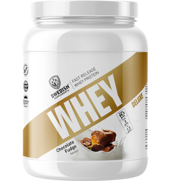 SWEDISH SUPPLEMENTS Whey Deluxe Chocolate Fudge, 900 g pulvera forma