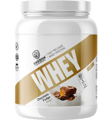 SWEDISH SUPPLEMENTS Whey Deluxe Chocolate Fudge, 900 g pulvera forma