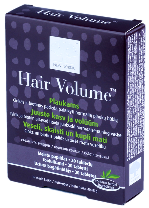 Hair Volume tabletes no NEW NORDIC, 30 gab.