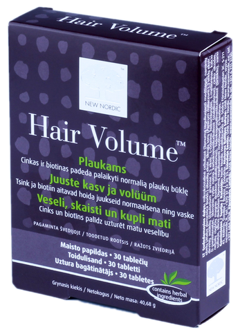 Hair Volume tabletes no NEW NORDIC, 30 gab.