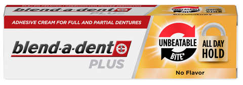 BLEND-A-DENT Plus bez garšas fiksācijas krēms protēzēm, 40 g – nepārtraukta noturība