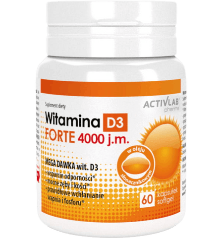 D3 vitamīns 4000 SV ACTIVLAB kapsulās, 60 šķīdības