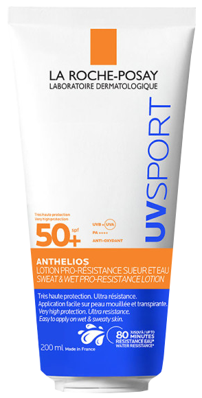 LA ROCHE-POSAY UVSport Sweat&Wet 200 ml SPF50 saules aizsarglīdzeklis sportistiem
