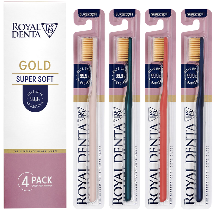 ROYAL DENTA Gold Super Soft - mīksta zobu birste 4 gab.iets